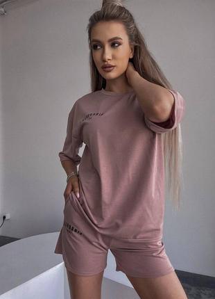 Костюм с шортами женский легкий летний на лето базовый повседневный черный бежевый...