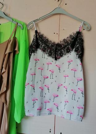Майка топ топік блуза з рожевими фламінго мереживом відеоогляд є в tiktok3 фото