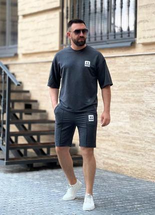 Костюм с шортами мужской легкий летний на лето базовый повседневный зеленый хаки синий...