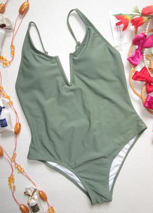 Шикарный слитный однотонный купальник хаки zaful 🌺💛🌺