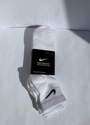 Оригінальні білі шкарпетки nike, комплект 3 пари,  носки найк оригінал, чоловічі,середні, dri-fit, 42-46