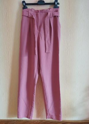 Розовые штаны цвета пыльной розы классические штаны с поясов чинос.4 фото