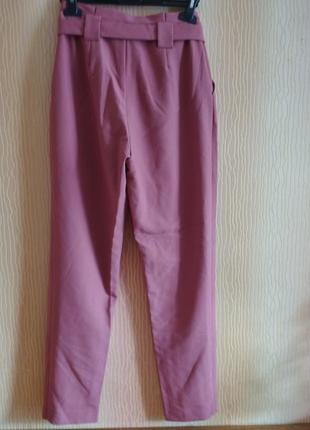 Розовые штаны цвета пыльной розы классические штаны с поясов чинос.6 фото