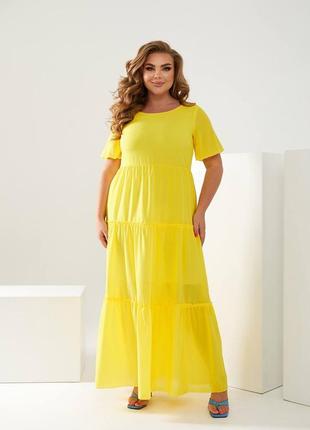 Элегантное женское длинное шифоновое платье батал7 фото