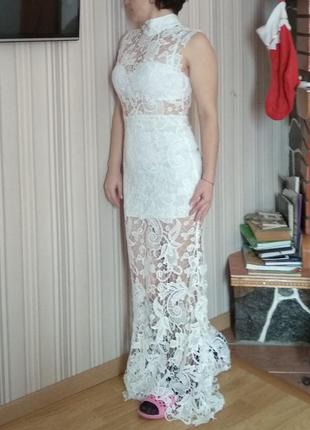 Кружевное ажурное платье рыбка (свадебное, праздничное, выпускное)2 фото