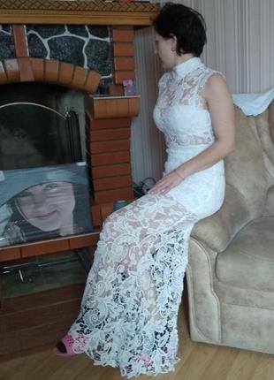 Кружевное ажурное платье рыбка (свадебное, праздничное, выпускное)3 фото