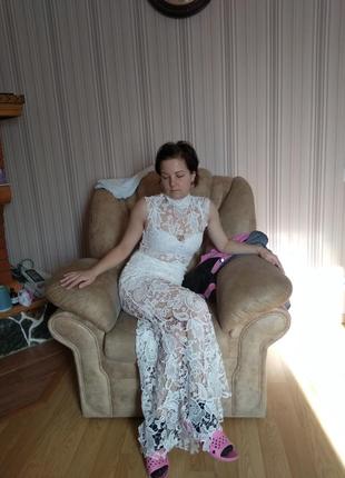 Кружевное ажурное платье рыбка (свадебное, праздничное, выпускное)6 фото