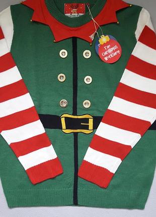 Крутий светр у новорічний принт з дзвіночками великого розміру is made by santa