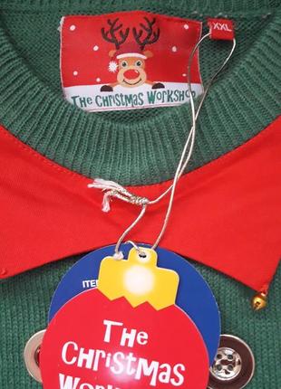 Крутой свитер в новогодний принт с колокольчиками большого размера made is by santa3 фото