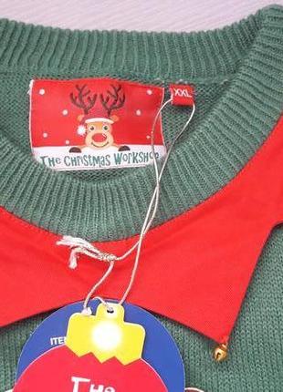 Крутой свитер в новогодний принт с колокольчиками большого размера made is by santa4 фото