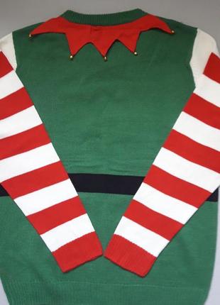 Крутой свитер в новогодний принт с колокольчиками большого размера made is by santa5 фото