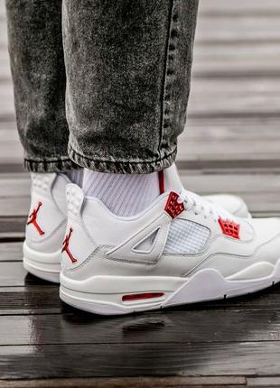 Женские кроссовки nike air jordan 4 retro white red 37-38-40-418 фото