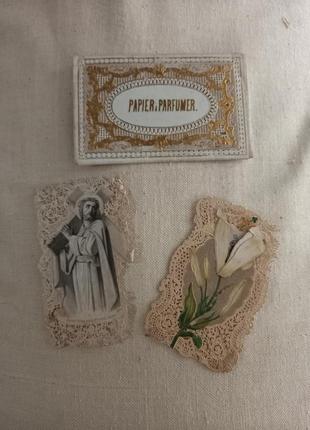 Антикварные бумажно кружевная францусзкая открытки иисус , божья мать слова из библии1 фото