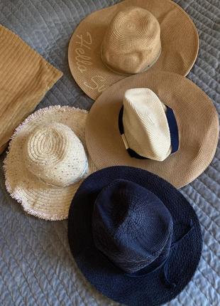 Черная бежевая, белая шляпка из соломы, соломенные панамка, шляпа пляжная солнцезащитная, бриль