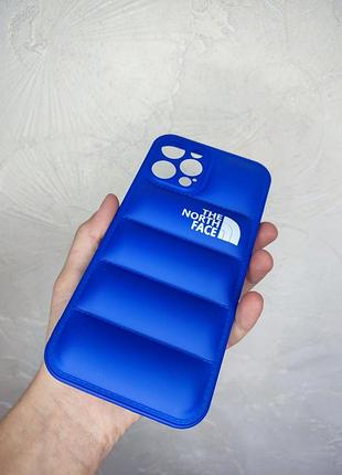 Пуферный чехол tnf blue для iphone, puffer case, пуферный чехол для айфона