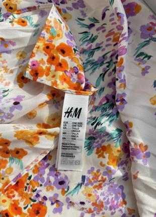 Яркий платок h&m аксессуар на волосы, на сумку цветочный принт3 фото