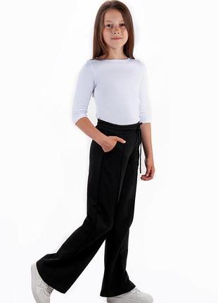 Стильные широкие брюки клеш для девушек-подростков, брюки палаццо черные