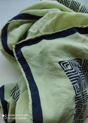 Платок хустка бренд ланван lanvin салатовий шовк 💯 зеленый геометрия9 фото