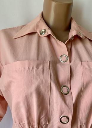 Красивое хлопковое платье модель рубашка с накладными карманами на кнопках actuel2 фото