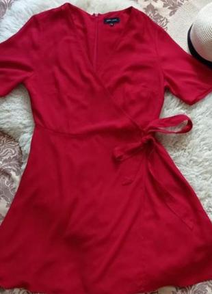 Красное платье на запах3 фото