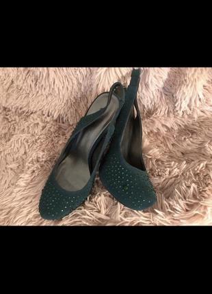 Туфли из замша изумрудного цвета 38 размера5 фото