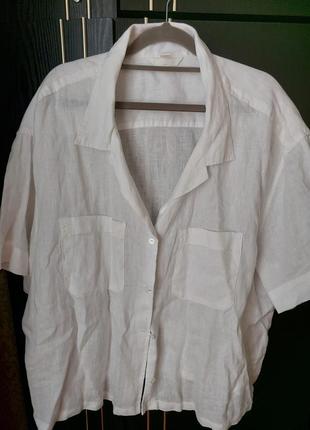 Льняна сорочка з короткими рукавами h&m1 фото