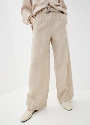 Широкие свободные льняные брюки палаццо marks&spencer свободного прямого кроя1 фото