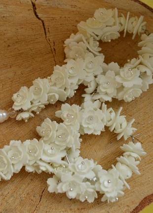 Серьги - грозди с жемчугом ′яблоневый сад′