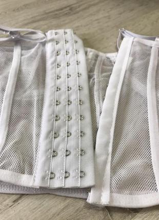 ❤️универсальный размер!👙сексуальный комплект корсет+трусики🔥😱 белое белье в сетку5 фото