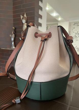 Сумка loewe, комбинированная, натуральная кожа + текстиль