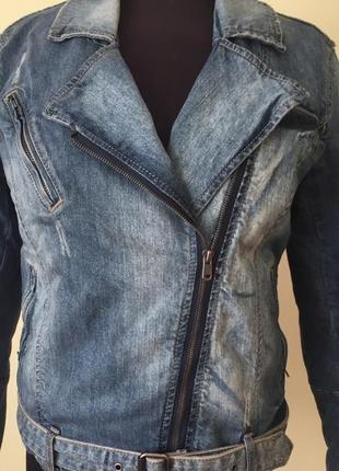 Утеплённая джинсовая куртка-косуха3 фото