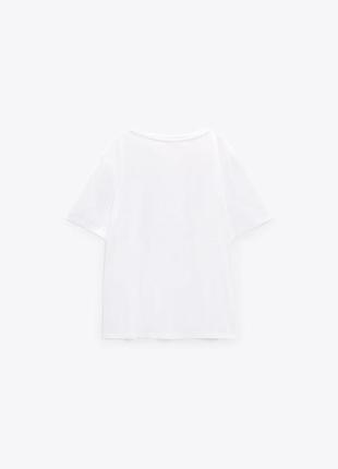 Базовая белая футболка с v-образным вырезом zara хлопковая футболка зара3 фото
