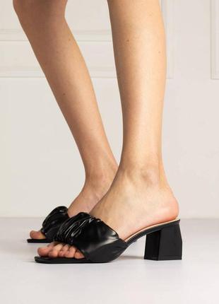 Жіночі літні мюлі з екошкіри на підборах horoso чорний 41 39 40 37 36