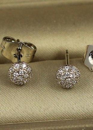 Серьги гвоздики xuping jewelry полусфера 5 мм серебристые