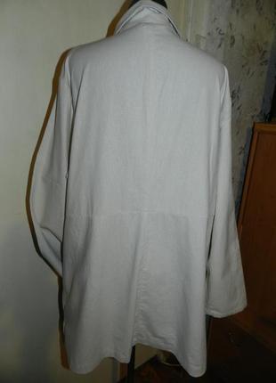 Льняная,удлинённая рубашка-блузон-жакет?-трапеция с карманами,бохо,большого размера,marys3 фото