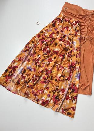 Принтованная юбка с разрезами h&m p,xs