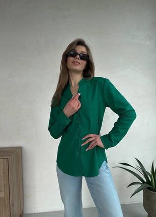 Сорочка лляна рубашка оверсайз вільного крою з карманом на ґудзиках льон