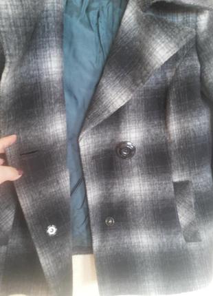 Трендові двобортне пальто в клітинку рукав кімоно6 фото