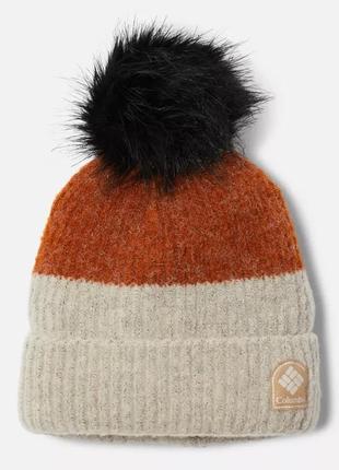 Женская шапка columbia sportswear winter blur pom pom beanie теплый медь, мел