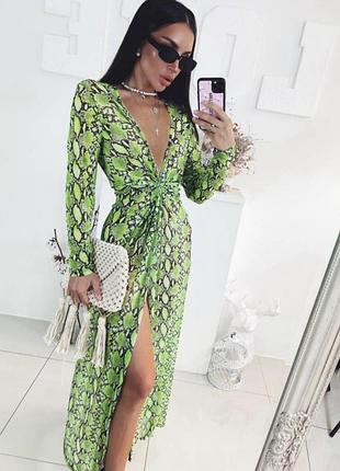 Стильное сексуальное платье пляжная сетка накидка на купальник змеиный принт primark 36/s