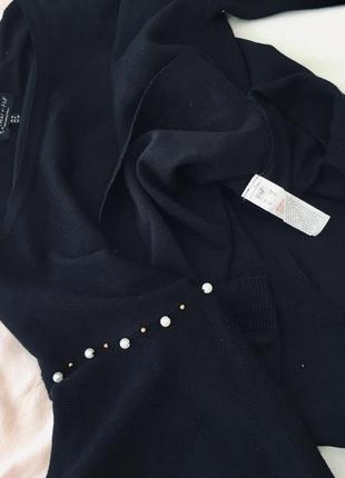 В'язаний светр з об'ємними рукавами f&f светр з перлинами4 фото