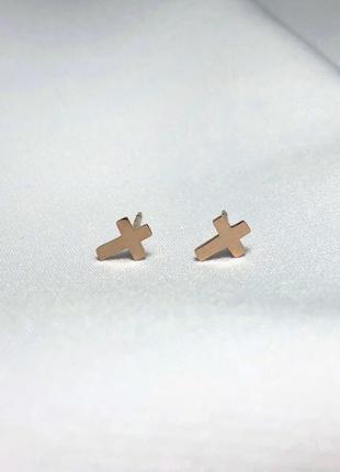 Сережки хрестики xuping позолота медзолото сталь