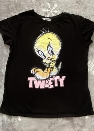 Базовая черная футболка с принтом looney tunes tweety fb sister