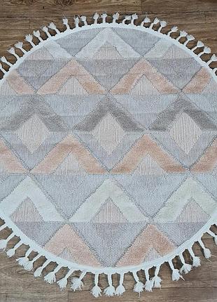 Килим 1.6х1.6м круглий kendi 0522 персиковий