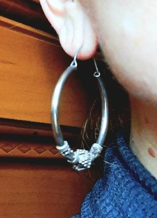 Дизайнерские этно трайбл бохо серебряные серьги кольца 9258 фото