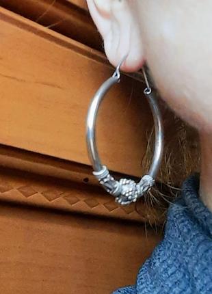 Дизайнерские этно трайбл бохо серебряные серьги кольца 9256 фото