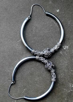 Дизайнерские этно трайбл бохо серебряные серьги кольца 925