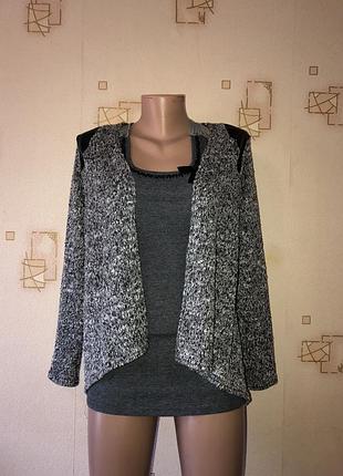 Кардиган меланжевий з вставками з еко шкіри pronto moda
