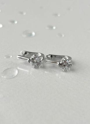 Срібні сережки з фіанітами2 фото