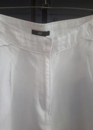 Женские белые брюки из льна\h&amp;m\свободный крой, зауженные снизу\р.l4 фото